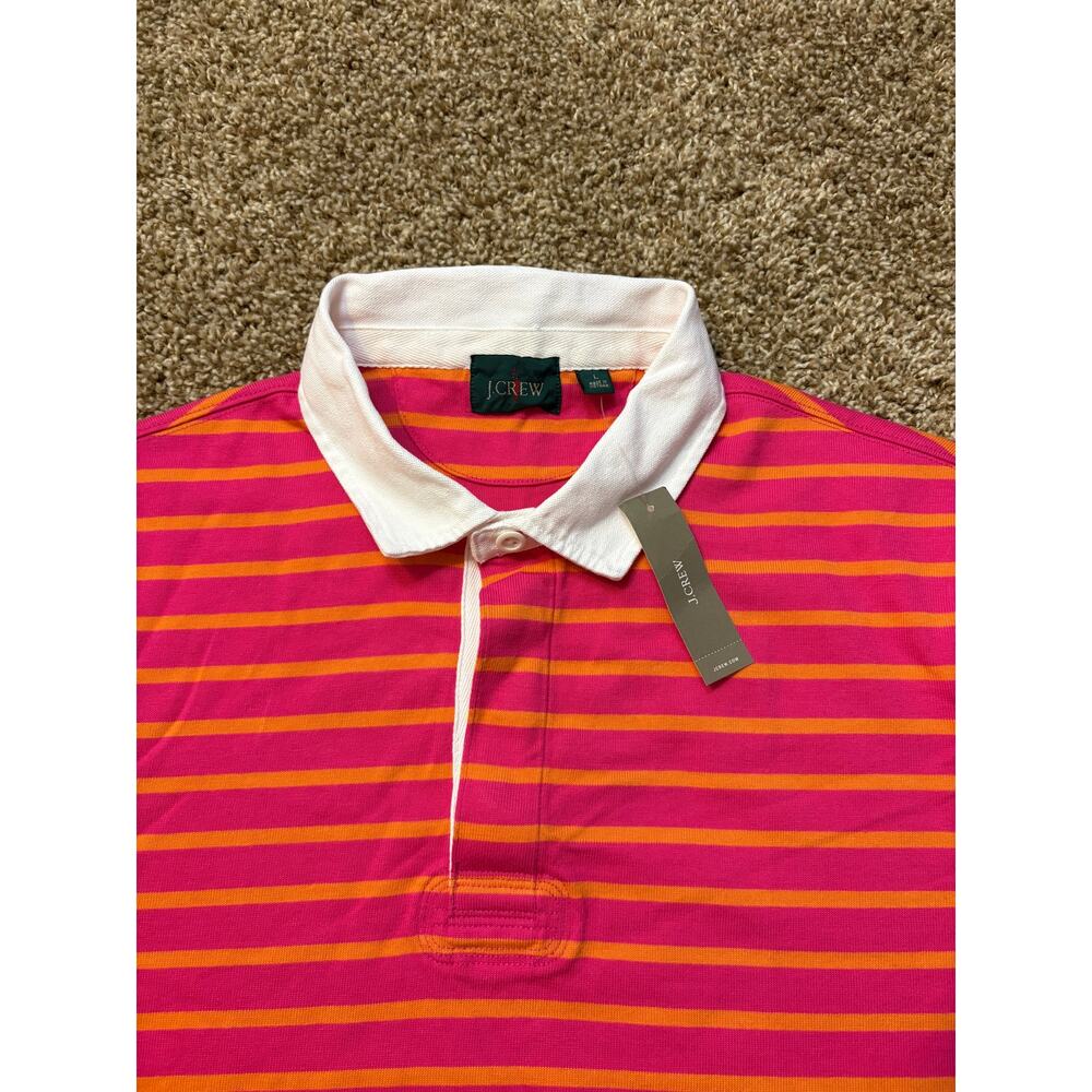 NWT J.Crew Striped Rubgy Shirt Pink Orange Mens Size Large